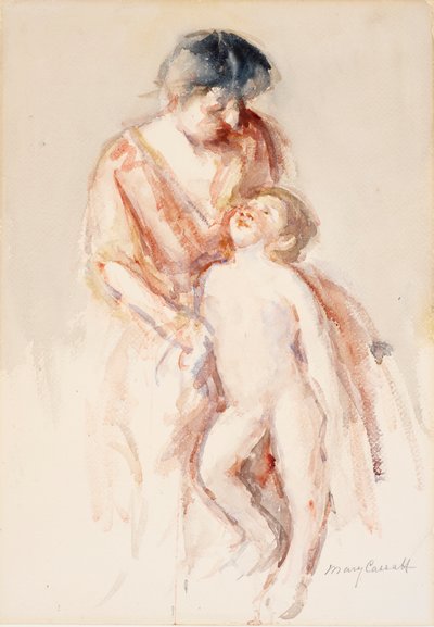 Vrouw met Naakte Jongen aan Haar Linkerkant door Mary Cassatt