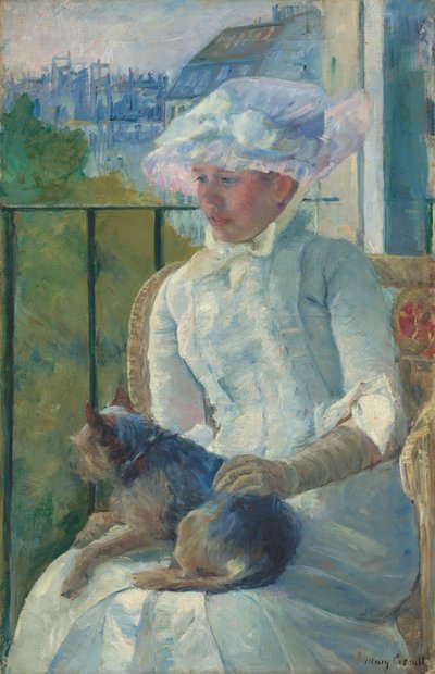 Jong meisje bij een raam door Mary Cassatt