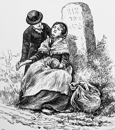 Een ongehuwde moeder en baby uitgeput langs de weg gevonden door Mary Ellen Edwards