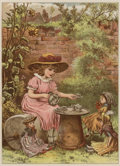 Meisje serveert thee aan haar poppen door Mary Ellen Edwards