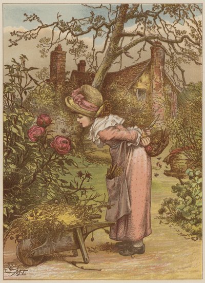 Meisje kijkt naar bij in de tuin door Mary Ellen Edwards