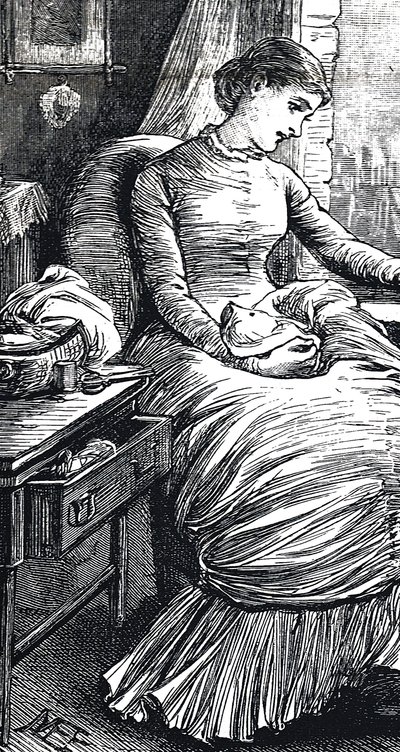 Vrouw die pauzeert van haar herstelwerk door Mary Ellen Edwards