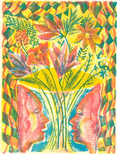 Gezichten en bloemen door Mary Kuper