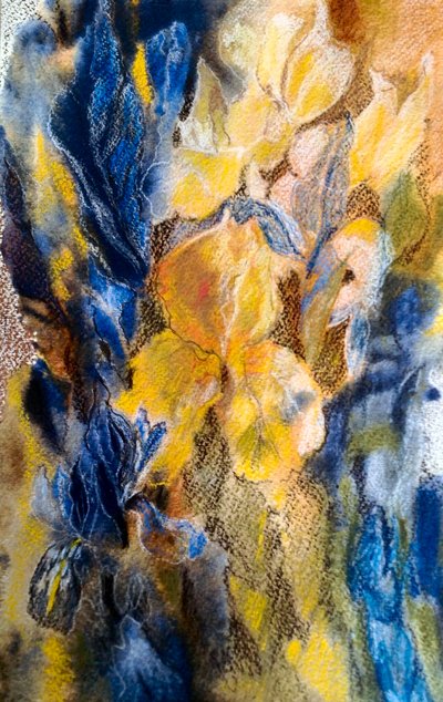 Gouden en blauwe iris door Mary Smith
