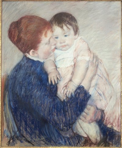 Agatha en haar kind door Mary Stevenson Cassatt