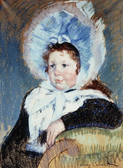 Dorothy in een zeer grote hoed en een donkere jas door Mary Cassatt