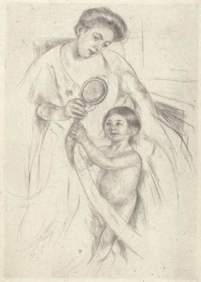 Kijken In Een Handspiegel #3 door Mary Stevenson Cassatt
