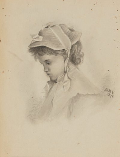 Zonder titel (Hoofd van een kind dat naar beneden kijkt) door Mary Vaux Walcott