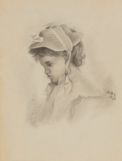 Zonder titel Hoofd van een kind dat naar beneden kijkt, 1878 door Mary Vaux Walcott