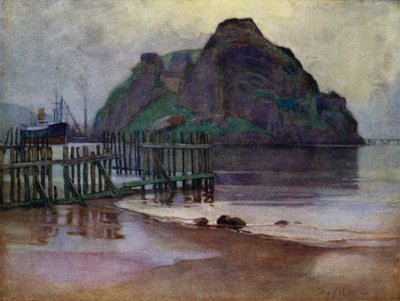 Laag tij bij dageraad, Dumbarton Rock door Mary Young Hunter