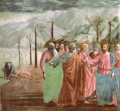 Munt in de bek van de vis door Masaccio