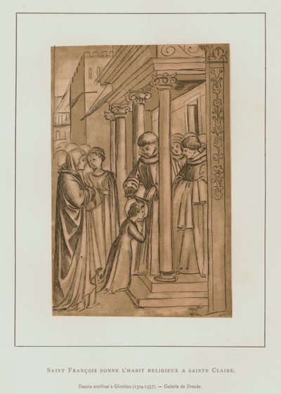 Sint Franciscus van Assisi knipt het haar van Sint Clara door Maso di Banco Giottino