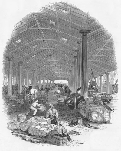 Wharf Shed van de Trafalgar Dock, Liverpool, Engeland door Mason Jackson