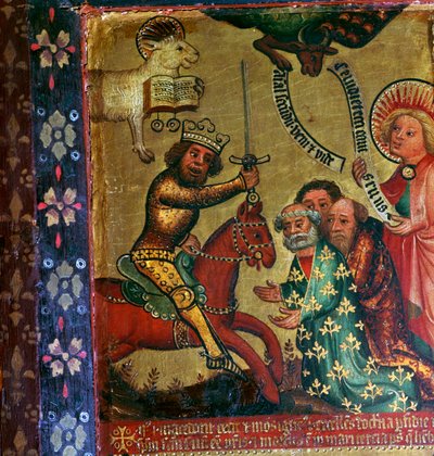 Schilderij dat het martelaarschap van Sint Petrus en Sint Paulus toont door Master Bertram of Hamburg