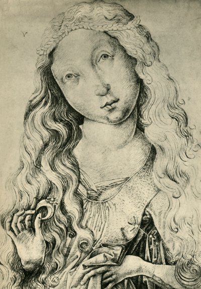 Portret van een vrouw met een ring, St. Catharina, 1450-1470, 1943 door Master ES