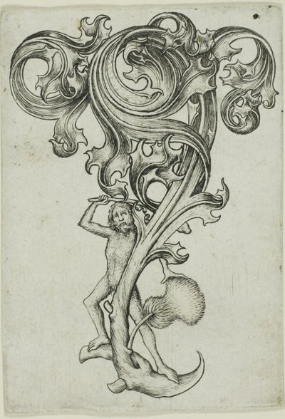 Distelornament met wilde man door Master E.S.