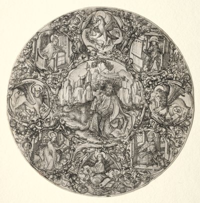 St. Johannes de Doper Omringd door de Evangelisten en Vier Vaders van de Latijnse Kerk door Master E. S.
