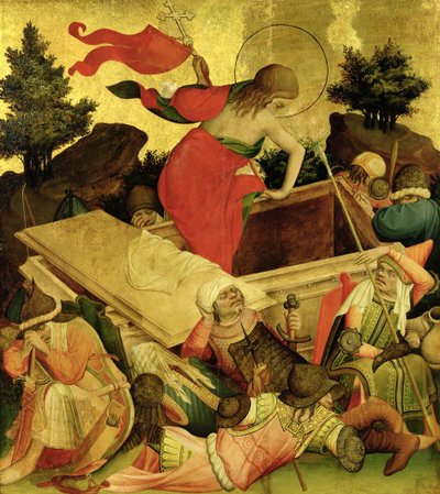 De opstanding, paneel van het St. Thomas-altaar uit de St. Janskerk, Hamburg, begonnen in 1424 door Master Francke