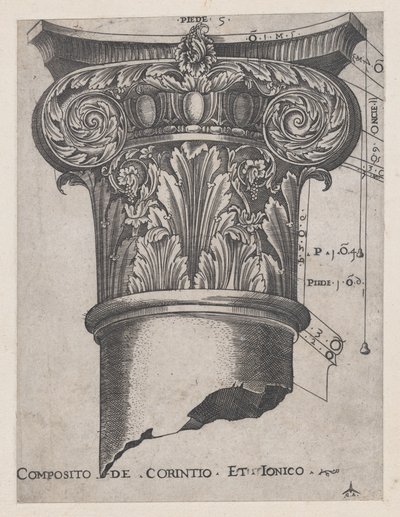Speculum Romanae Magnificentiae: Composiet van Korinthisch en Ionisch, ca. 1537 door Master GA
