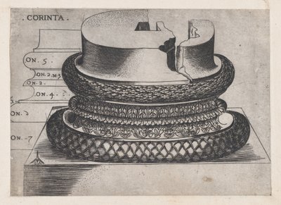 Speculum Romanae Magnificentiae: Korinthische basis van de Lateraanse doopkapel, Rome door Master GA