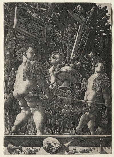 Engelen dragen de emblemen van de passie, 1533 door Master H. L.