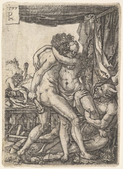 Hercules vecht tegen de centauren, 1577 door Master PM