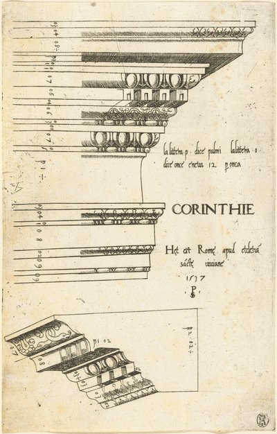 Entablement van de Kerk van Sint Bibiana, Rome door Master PS