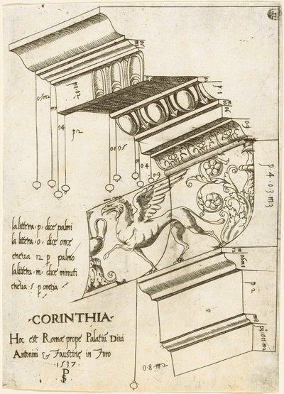 Entablement van de Tempel van Antoninus en Faustina, Rome door Master PS