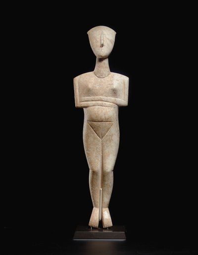 Cycladische liggende vrouwelijke figuur, naamstuk van de Schuster Meester, Vroeg Cycladisch II, c.2400 v.Chr. (marmer) door Master Schuster