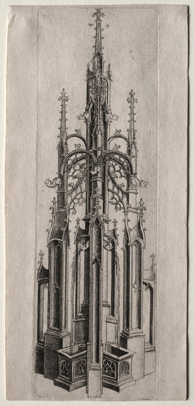 Ontwerp voor een gotische fontein, ca. 1470 door Master W with the Key