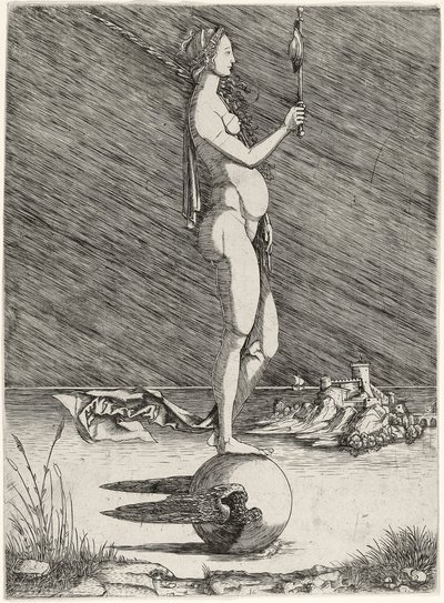 Fortuin zeilend op een gevleugelde bol, ca. 1510-15 door Master of 1515