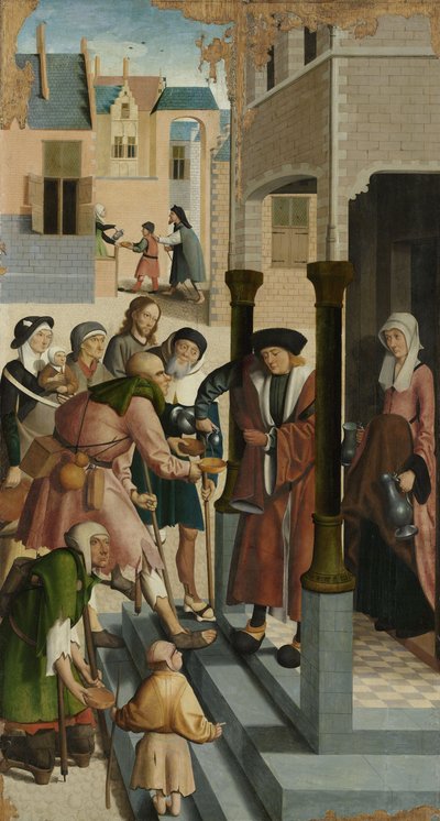 De zeven werken van barmhartigheid: Dorstigen laven, 1504 door Master of Alkmaar