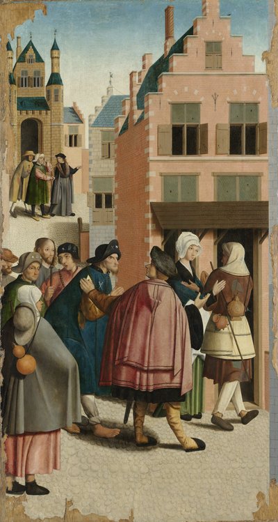 De zeven werken van barmhartigheid: het onderdak bieden aan de reiziger, 1504 door Master of Alkmaar