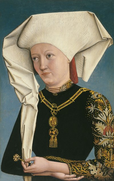 Portret van een dame met de Orde van de Zwaan door Master of Ansbach