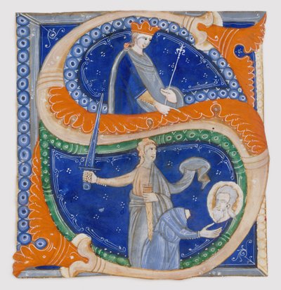 Manuscriptverlichting met de onthoofding van Sint Paulus in een initiaal S, Italiaans, ca. 1278 door Master of Bagnacavallo