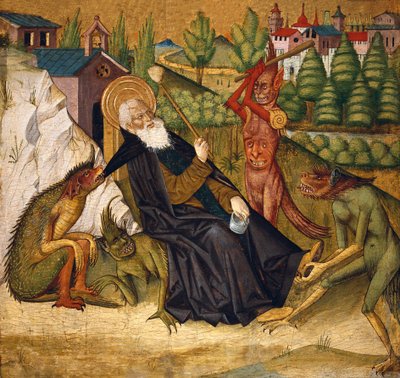 Verleiding van Sint Antonius in de woestijn door Master of Bonnat