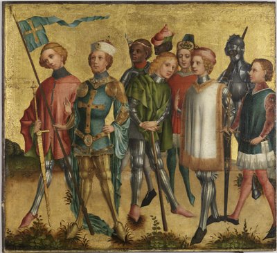 Sint Gereon van Keulen met soldaten door Master of Cologne