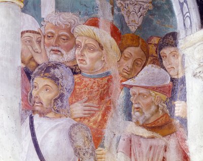 Italië, Piëmont, provincie Alessandria, fresco in kapel van de Basiliek van Santa Maria Assunta door Master of Crea