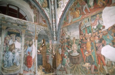 Italië, Piëmont, Serralunga di Crea, Sacro Monte di Crea, Basiliek van Santa Maria Assunta, kapel, fresco