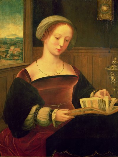 Maria Magdalena Lezend door Master of Female Half Lengths