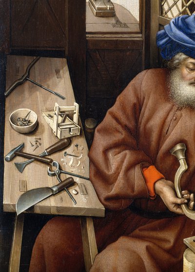 Annunciatie Drieluik (Merode Altaarstuk), ca. 1427-32 door Master of Flémalle