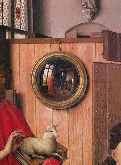 St. Johannes de Doper en de schenker, Heinrich Von Werl, van het Werl Altaarstuk (detail) door Master of Flémalle