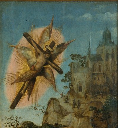 Drieluik van de doop van Christus (detail) door Master of Frankfurt