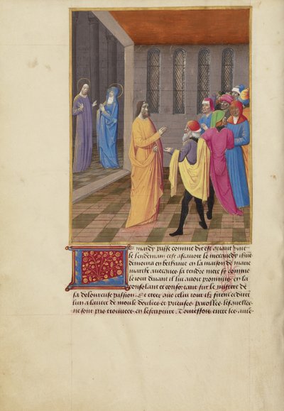 Judas spant samen met de Joden en Christus spreekt tot de Maagd door Master of Guillaume Lambert