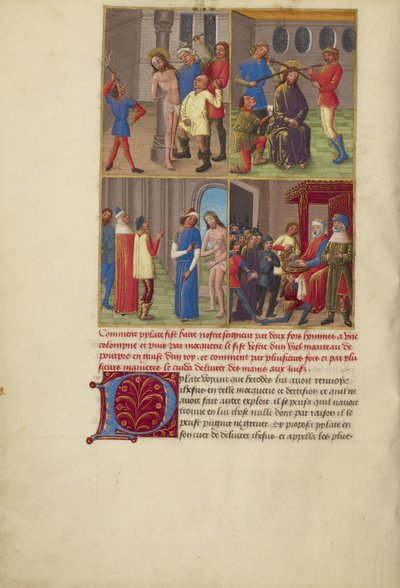 De geseling; De doornenkroning; De bespotting van Christus; Pilatus die zijn handen wast door Master of Guillaume Lambert