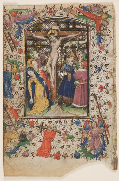 Blad uit een Getijdenboek: De Kruisiging, 1430s door Master of Guillebert de Mets