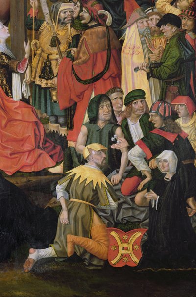 De Soldaten Loten voor de Kleren van Christus, detail van De Kruisiging, ca. 1500 door Master of Hamburg
