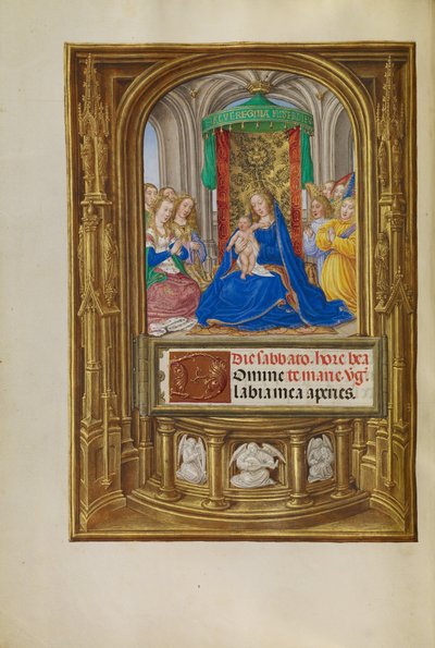 De Maagd en het Kind op de Troon door Master of James IV of Scotland