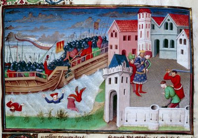 Gevechtsscène en onthoofding. Illustratie van de roman 