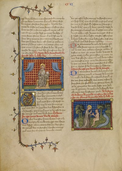 Rustdag: Heer op zijn troon; God en Adam in de tuin door Master of Jean de Mandeville